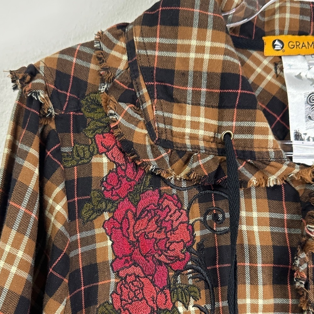 Johnny Was 3J Workshop Grammy Brand Women's Plaid Button Down Boho Shirt L - Picture 4 of 14
